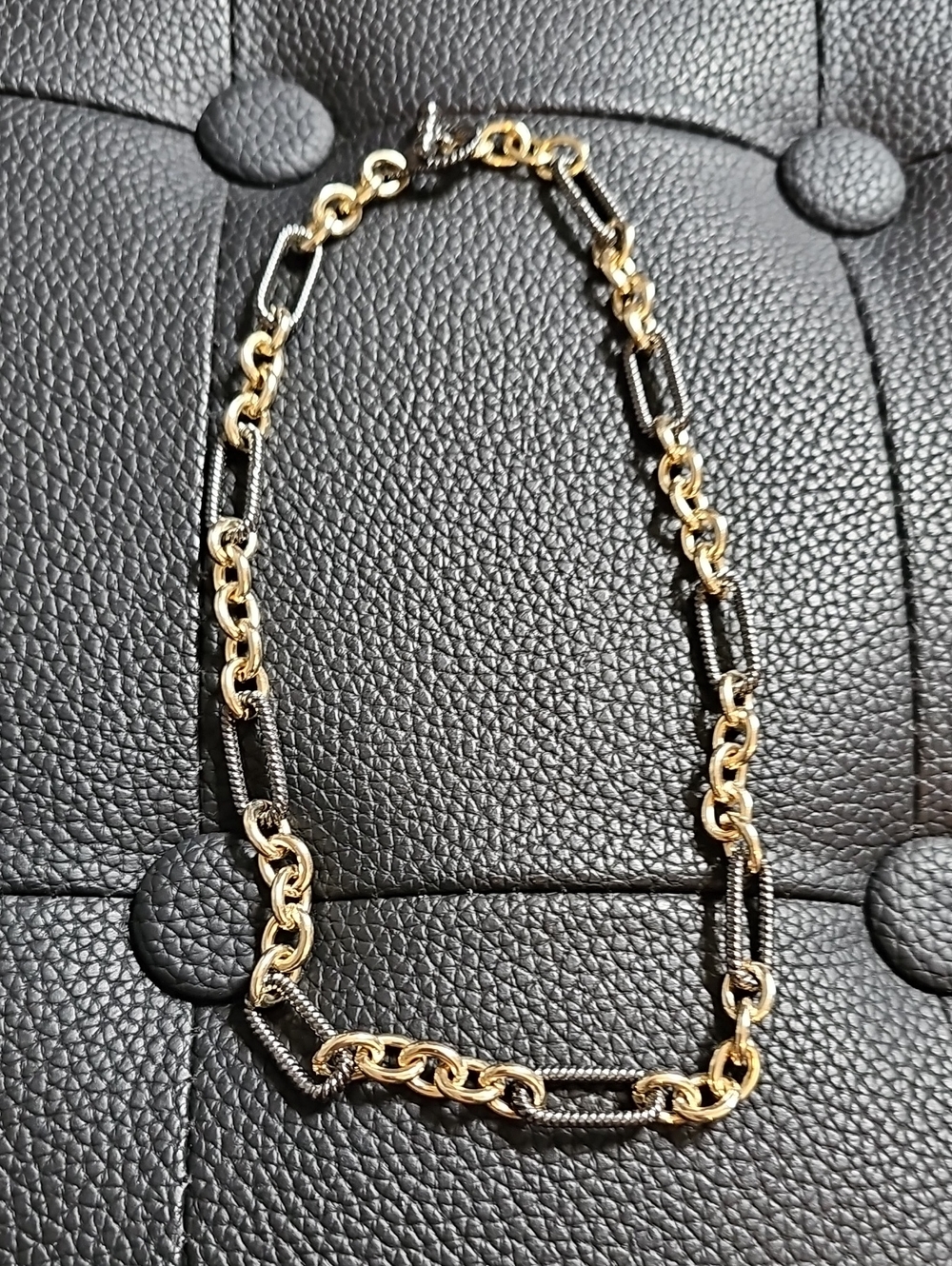 Two-Tone Gold and Black Chain Necklace - Women Jewelry